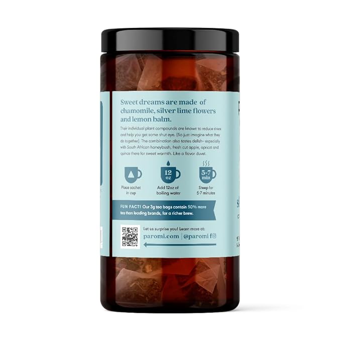 Paromi Sleep with Me Organic Herbal Tea, Signature Jar, 15 Count (Pack of 6)