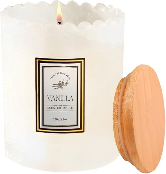 Candles Gifts for Women, French Vanilla Scented, Natural Soy Candle, 8.1 oz 60 Hours Burn, Candles for Home Scented