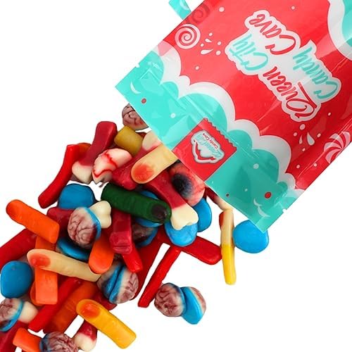 Halloween Gummies Body Parts - Gummy Candy Edible Brains, Eyeballs, Bones, and Fingers - Spooky Creepy Zombie Missing Body Parts Gummies, by Queen City Candy Cave (2 Pound)