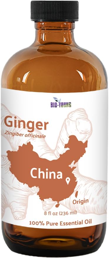 Ginger Essential Oil - Direct from Bio-Young Aromas - Pure Ginger Oil for Skin - Aceite de Jengibre - Aromatherapy 100% Therapeutic Premium Grade (8oz)