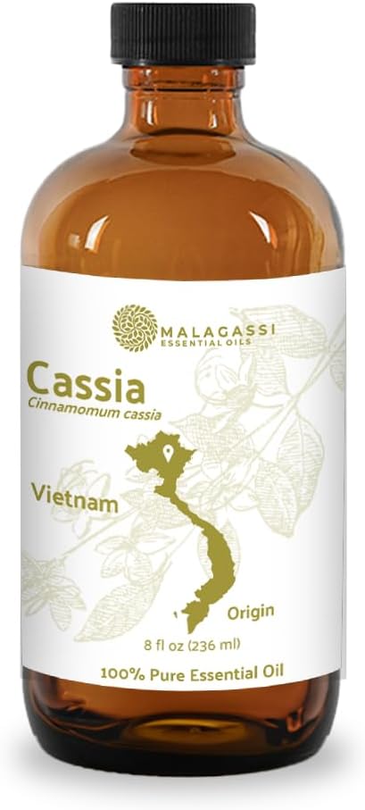 Cassia Essential Oil - Direct from Vietnamese Mountain Farms - Steam Distilled - Aceite de Casia for Aromatherapy, Massage, Diffuser, DIY Candle and Soap Making - 15ml