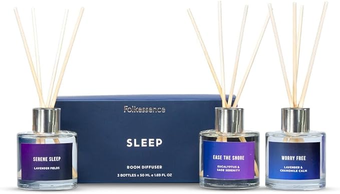 Folkulture Reed Diffusers for Home, Set of 3-5 oz | Sleep Diffuser Oil with Sticks for Bathroom Decor Accessories, Living Room, Office, Desk| Natural Essential Oils | Housewarming Gifts | Lavender