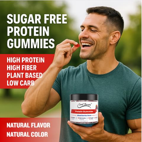 120 Sugar Free Protein Gummies with 20g per serving & High Fiber | High Protein Snacks| Healthy Snacks for Adults| Plant Based | Fiber Gummies for Adults| Low carb 1g Net Carb, Stevia, Natural Flavor.