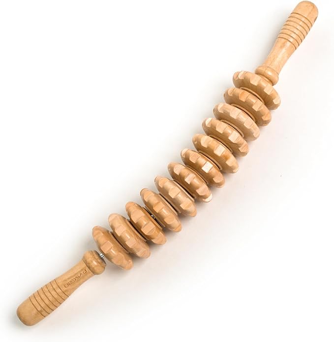 Wood Therapy Massage Tools for Body Sculpting, Lymphatic Drainage Massager, Curved Wooden Fascia Blaster, Cellulite Remover for Legs, Muscle Pain Relief Roller (Wood)