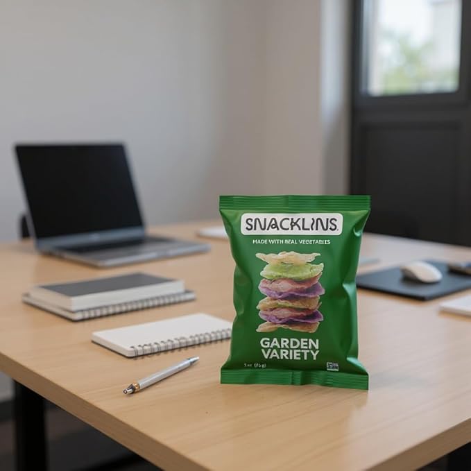 SNACKLINS Plant Based Crisps - Garden Variety - Vegan Healthy Snacks - Gluten Free, Grain Free, Plant Based Crisps, 100% Kosher For Passover, Low Calorie - No Added Sugar, Crunchy, Puffed Snack - 3oz Bag (Case Of 6)