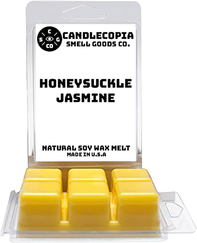 Honeysuckle Jasmine Strongly Scented Hand Poured Vegan Wax Melts, 12 Scented Wax Cubes, 6.4 Ounces in 2 x 6-Packs