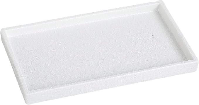 Bathroom Vanity Tray - 11'' Ceramic Rough-Textured Rectangle Countertop Tray, Heavy-Duty Perfume Organizer Plate, Jewelry Ring Tray, Kitchen Soap Dispenser Stone Trays, White