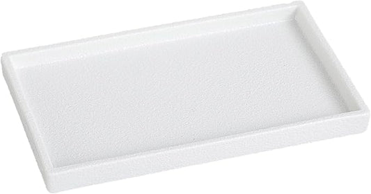 Bathroom Vanity Tray - 11'' Ceramic Rough-Textured Rectangle Countertop Tray, Heavy-Duty Perfume Organizer Plate, Jewelry Ring Tray, Kitchen Soap Dispenser Stone Trays, White