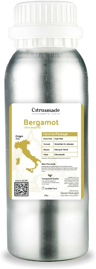 Bergamot Essential Oil - Direct from Citrusmade in Sicily- Pure Essential Oil for Diffusers and Aromatherapy | 100% Pure Therapeutic Grade (2Lbs)