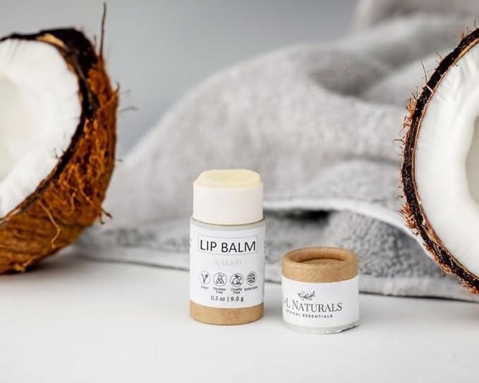 J&L Naturals Sustainable Lip Balm | Organic Ingredients, 100% Natural, Eco-Friendly | Cruelty Free, Vegan, Paraben Free, Silicone Free (Naked (Unscented), 5-Piece Bundle)