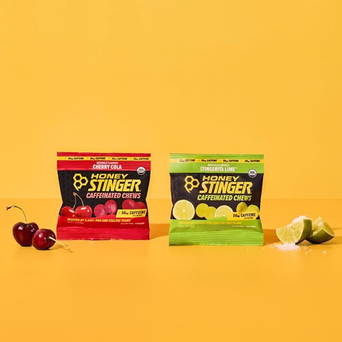 Honey Stinger Organic Caffeinated Energy Chew Variety Pack, 6 Packs Each of Cherry Cola & Stingerita Lime, Gluten Free, for Exercise, Endurance & Performance, Sports Nutrition for Home & Gym