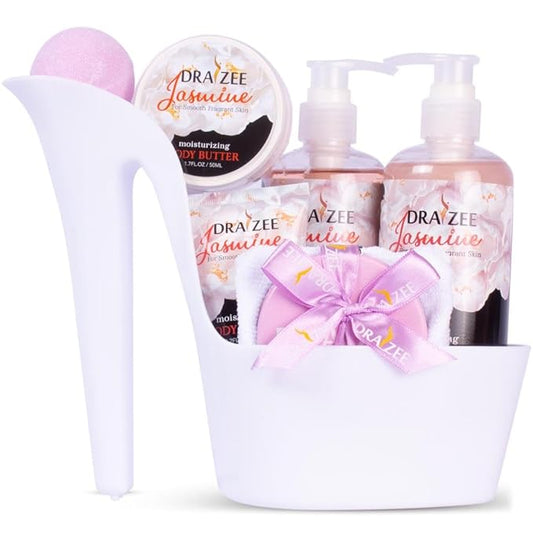 Luxury Spa Gifts for Women – 8 Pc Jasmine Scented Bath and Body Set with Bubble Bath, Lotion & More – Luxury Self Care Kit for Wife, Mom, Girlfriend, Birthday Gifts for Women by Draizee