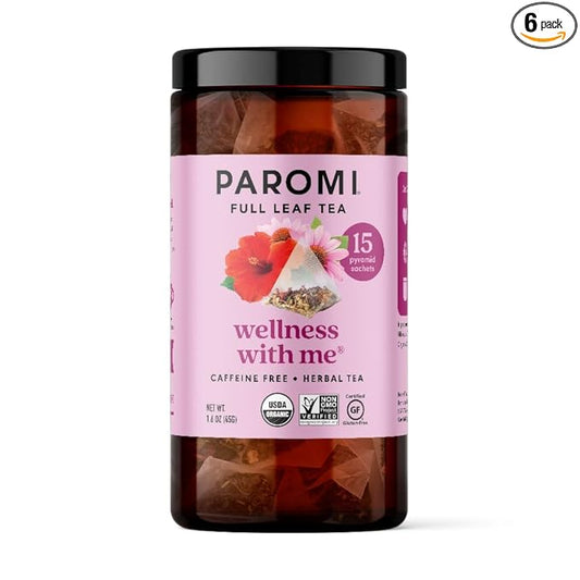 Paromi Wellness With Me Organic Herbal Tea, Signature Jar, 15 Count (Pack of 6)