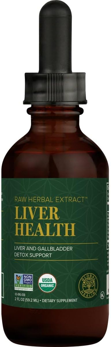 Global Healing Center - Liver Health - Organic Milk Thistle Supplement for Detox & Gallbladder Support - Dandelion Root Supplement for Cleanse & Repair (2 Fl Oz)