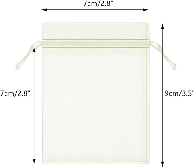 100 Pcs Organza Gift Bags Beige Small Jewelry Pouches Wedding Jewelry Bag 2x3 Inch Favour bags Lavender Bag for Wedding Birthday Party Christmas Candy Mesh Bags