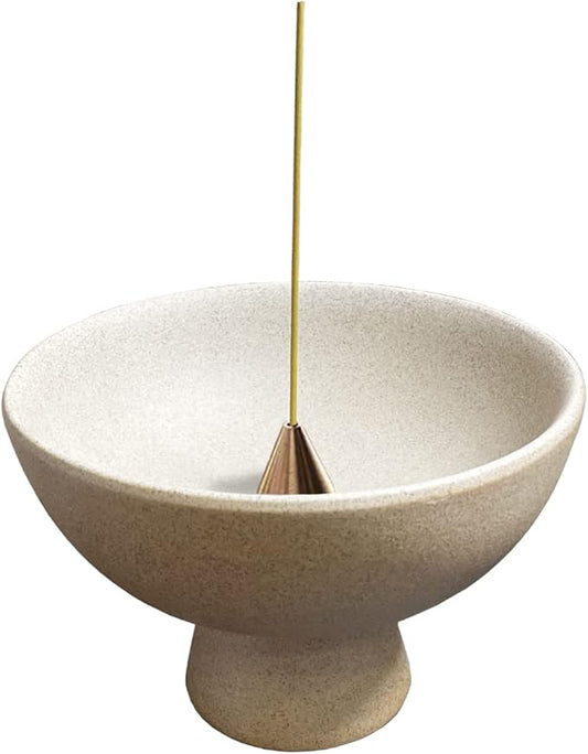 Ceramic Incense Holder for Sticks - Incense Burner Holder Zen Decor - Decorative Bowl for Table Décor Design - 5.3" W X 3.9" H