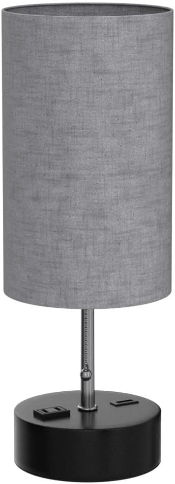 3-Color Temperature Bedside Lamp Nightstand Lamp with USB A Port and C Port, Table Lamp for Bedroom with LED Bulb Small Lamps for Living Room (Gray)