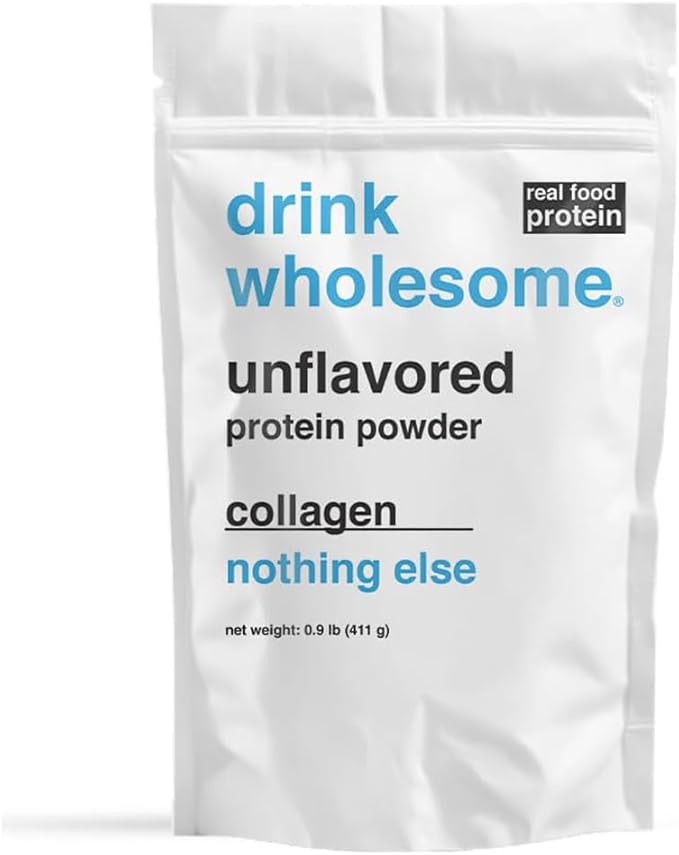 drink wholesome Unflavored Collagen Protein Powder | for Sensitive Stomachs | Gut Friendly | Dairy Free | Low FODMAP | No Artificial Sweeteners | No Bloating or Gas | No Constipation or Diarrhea