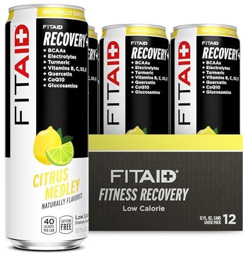 FITAID RX Zero Sugar, Encapsulated Creatine, Workout Recovery Drink, All-In-One Blend, BCAAs, Glucosamine, Turmeric, B-Complex, Electrolytes, Variety Pack, 12 Fl Oz (Pack of 24)