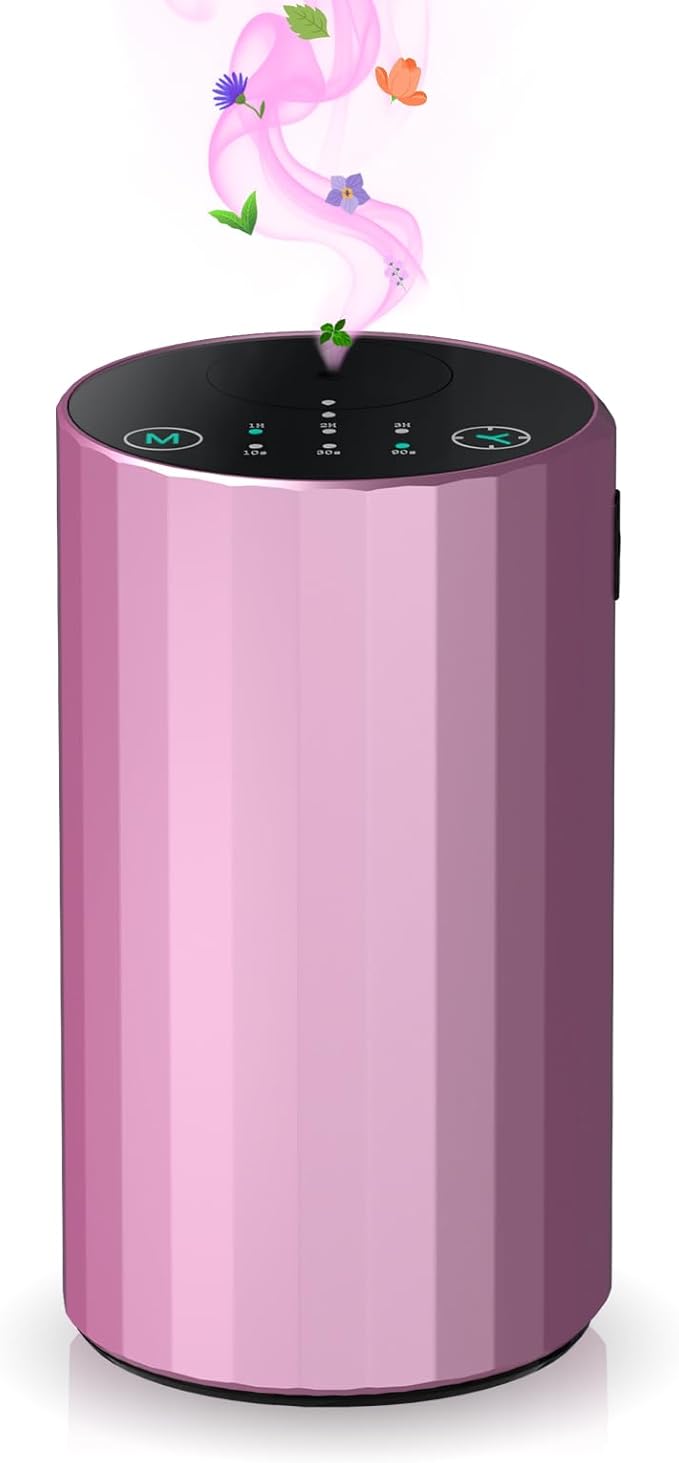Essential Oil Diffuser Waterless Scent Aromatherapy Diffusers for Home Large Room, Bedroom, Car, Office,Desk, Battery Operated, Small Cordless Air Freshener Machine, 3 Countdown Timers & 3 Mist Levels