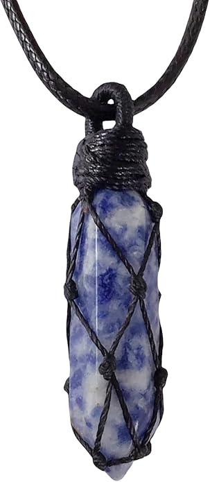 EDEN'S CALL Hexagonal Crystal Point Pendant Necklace for Unisex Adjustable Dainty Natural Stone Pendulum Amulet for Good Luck