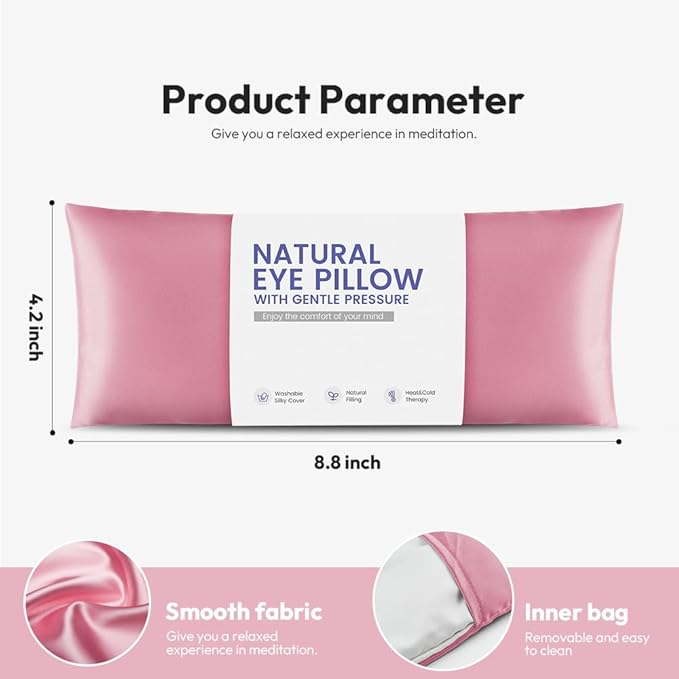 Lavender Eye Pillow for Yoga, Relaxation, Sleeping, Microwavable Weighted Eye Mask Heated for Meditation, Dry Eyes, Moist Heat Hot & Cold Eye Compress with Aromatherapy (Pink)