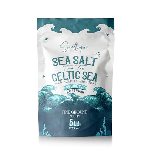 French Sea Salt Fine ground From the Celtic Sea 5lb- 100% Natural and Unrefined - Hand-Harvested Mineral Salt (5lb Fine)