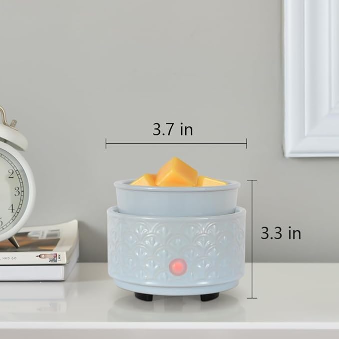 kobodon Ceramic Wax Melt Warmer - 3-in-1Electric Wax Warmer-Fragrance Candle Burner for Scented Wax Tarts and Essential Oils - Wax Melts as Gifts for Moms Grandma Women Girls（Blue）