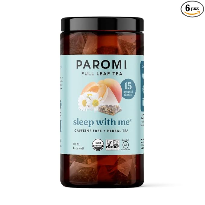 Paromi Sleep with Me Organic Herbal Tea, Signature Jar, 15 Count (Pack of 6)