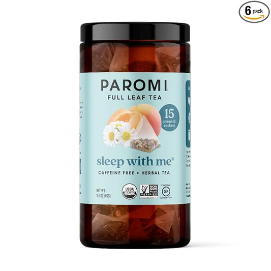 Paromi Sleep with Me Organic Herbal Tea, Signature Jar, 15 Count (Pack of 6)