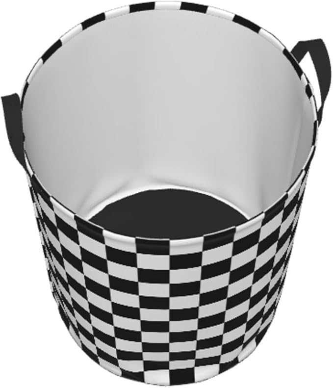 Laundry Basket Black And White Checkered Collapsible,63L Dirty Clothes Basket Durable Lightweight Hamper With Handles Ideal For Clothes,Toys Home Organization size19.6"L x 15.7"W