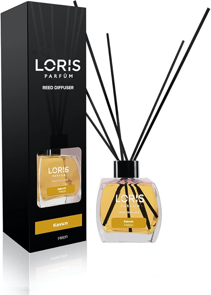 Loris Reed Diffuser – Aromatic Home Fragrance with Natural Essential Oils, 4.06 fl oz/120 mL – Long‑Lasting, Non‑Toxic, Gift Ready Scented Diffuser with Sticks for Room & Bathroom (Melon)