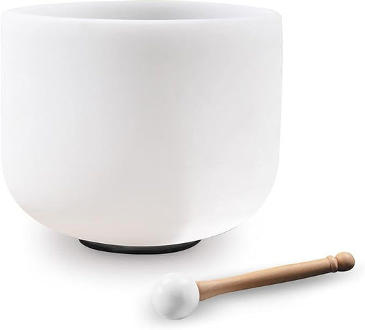 Kresec 8 Inch Crystal Singing Bowl G Note (¡À40 cents) Throat Chakra with O-ring and Mallet Quartz Crystal Sound Bowl for Meditation, Yoga, Spiritual and Body Healing and Energy Cleansing