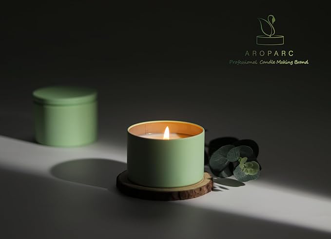 Aroparc Candle Tins 8oz with Lids, 24 Pack Seamless Bulk Candle Containers for Candle Making Supplies Empty Candle Jars - Mint
