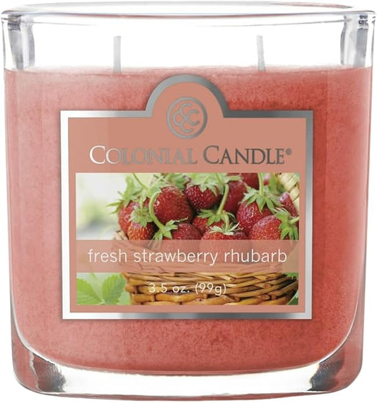 Colonial Candle Fresh Strawberry Rhubarb Scented Jar Candle, 2 Wick, 3.5 oz, Mottled Wax Candle