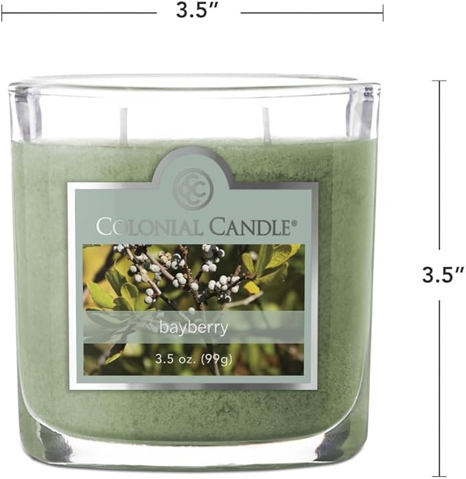 Colonial Candle Bayberry Scented Jar Candle, 2 Wick, 3.5 oz, Mottled Wax Candle