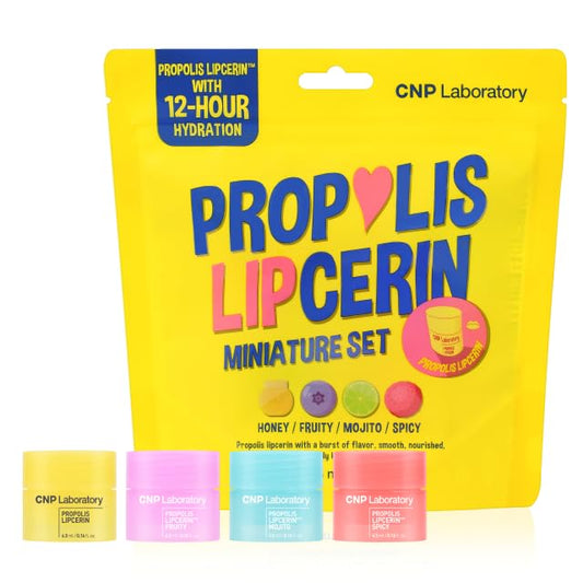 CNP Honey Lip Butter Mini Set – Propolis Lipcerin™ Travel-Size (4 Flavors), Hydrating Overnight Manuka Lip Balm & Mask, 12hrs Long-lasting Moisture, Gifts for Women, Korean Skincare
