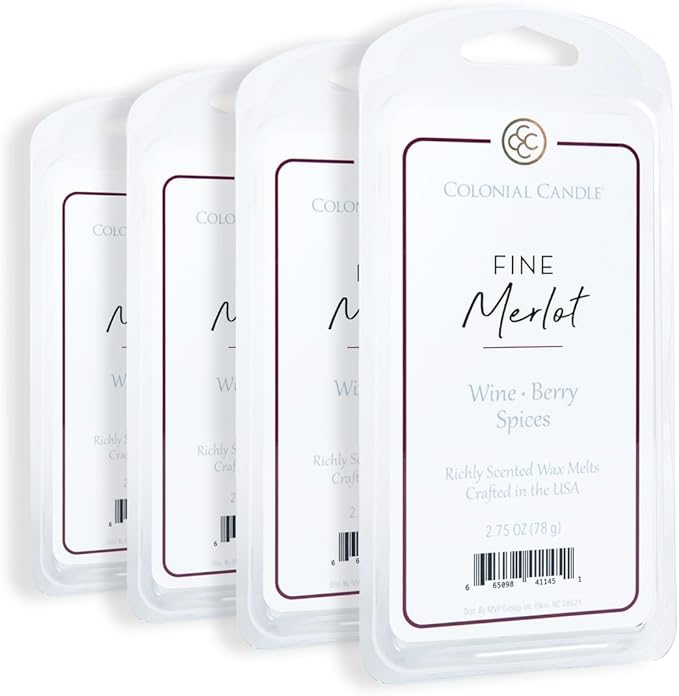 Colonial Candle Fine Merlot Wax Melts, Wax Melt Warmer Cubes, Long Lasting Scented Wax Warmer Cubes, 4 Pack, 6 Cubes Each - Made in The USA