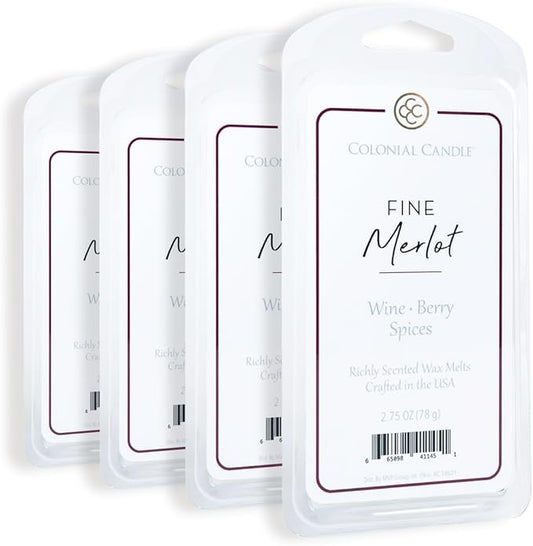 Colonial Candle Fine Merlot Wax Melts, Wax Melt Warmer Cubes, Long Lasting Scented Wax Warmer Cubes, 4 Pack, 6 Cubes Each - Made in The USA