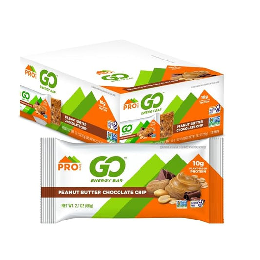 PROBAR - GO Energy Bars - Peanut Butter Chocolate Chip - Gluten-Free, Non-GMO, Whole-Food Ingredient Snack Bars (12 Count)