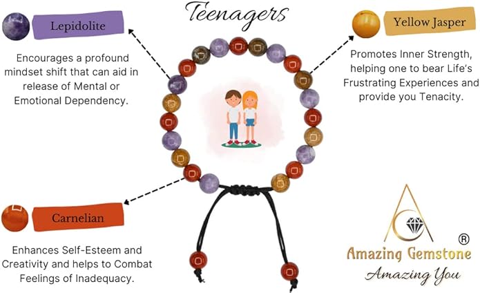 Natural Healing Crystal Bracelet for Women - Mens Bracelet Energy Balancing Gemstones Set - Adjustable Stone Bead Bracelet for Men and Women - Chakra Crystal Therapy Accessory, Meditation