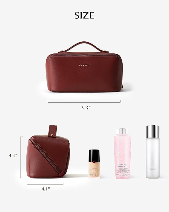 EACHY Travel Makeup Bag,Large Capacity Cosmetic Bags for Women,Waterproof Portable Pouch Open Flat Toiletry Bag Pattern Makeup Bag