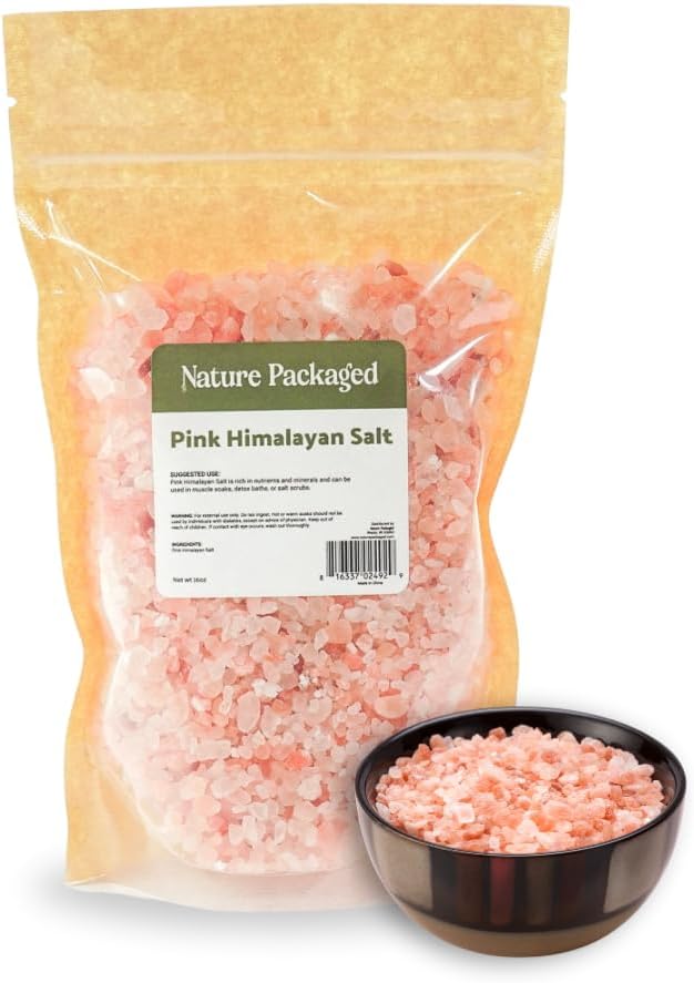Nature Packaged Pink Himalayan Salt (16oz) - Direct from The Himalayan Mountains - Pure Coarse Grain Organic Salt for Body Scrubs, Adding to Baths, and Foot Soaking 1 Pack