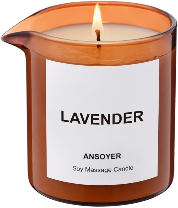Massage Oil Candle| Massage Oil for Massage Therapy| Massage Lotion Candle| 8 OZ| Amazing Gift for Men or Women (Lavender)