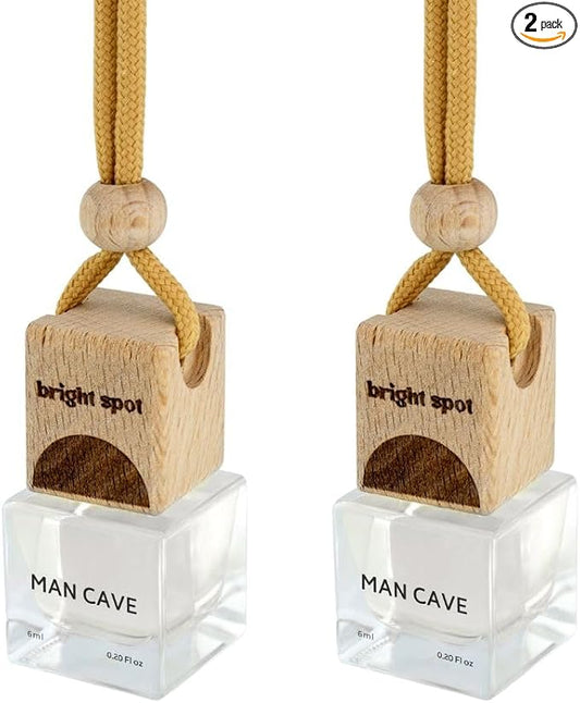 Bright Spot Man Cave Car Air Freshener - Premium Car Hanging Diffuser, Long-Lasting Fragrance up to 120 days for Auto and Home | Sophisiticated & Woody |Tobacco, Vanilla, Woods | 2-Pack