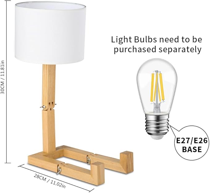 Cute Desk Lamp, Unique Table Lamp,Wooden Bedside Table Lamps Fun Quirky Robot Lamp Whimsical Cute Light for Home,Dorm Room,Kids Room,Office,Gift, Adjustable Shape