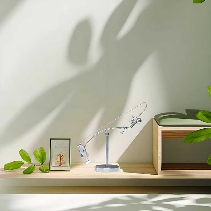 Fisherman Balancing Sculpture, Interactive Physics Balance Art Desk Toy for Stress Relief, Creative Home Office Art Deco Gift for Men & Angler Lovers (1 PC)