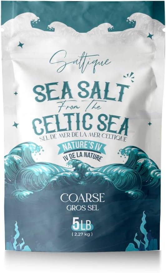 French Grey Coarse from The Celtic Sea 5lb (2.27kg) - 100% Unrefined Sea Salt Packed with 82 Minerals Helping You Stay Hydrated, Improve Electrolyte Balance- Doctor Recommended