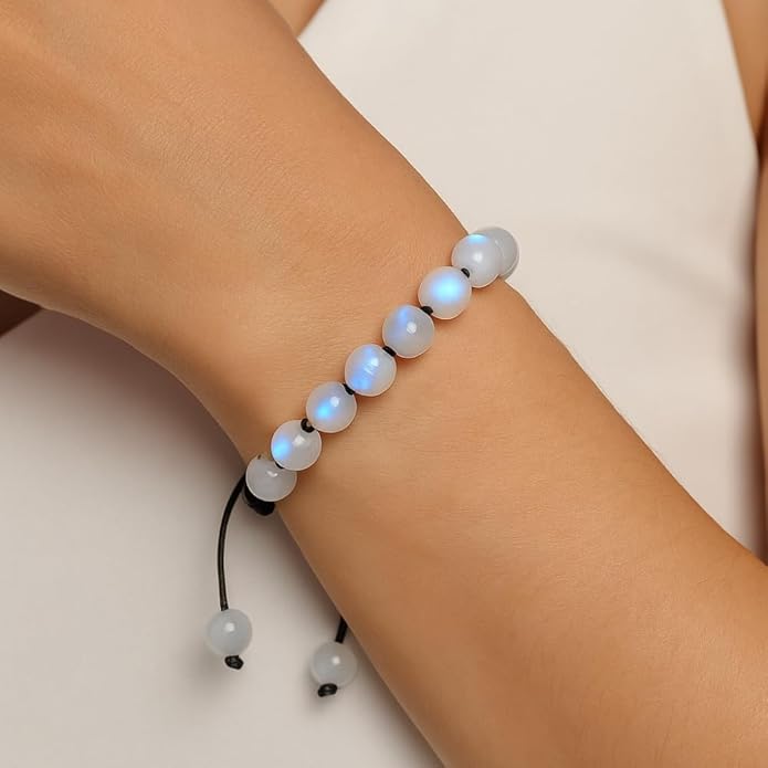 Energy Protection Crystal Handmade Adjustable Bead Bracelet Perfect for Men, Women’s Gift - Gemstone Healing Stretch Bracelet Pulsera Para Hombre Mujer Stocking Stuffer