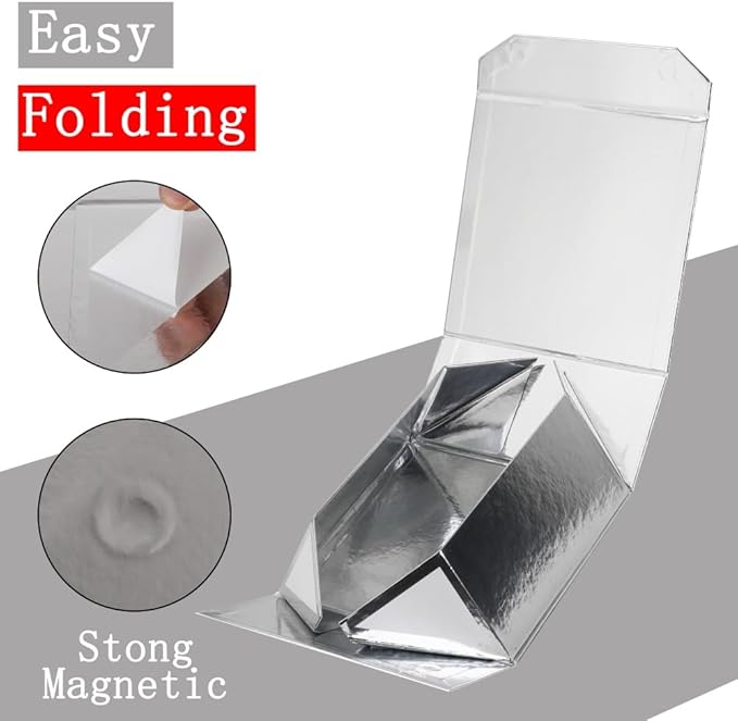 6 Pcs Silver Gift Boxes - Large 13x11x5.3 Inch - Modern Style - Magnetic Lids - Crinkle Paper - Luxury Gift Boxes for Presents